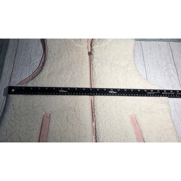 Ruby Rd Petite Large Pink Reversible Cream Sherpa Quilted Puff Vest Front Zip - Picture 6 of 8